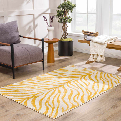 Yellow Terra Zebra Print Area Rug - Clearance - Ornate Home