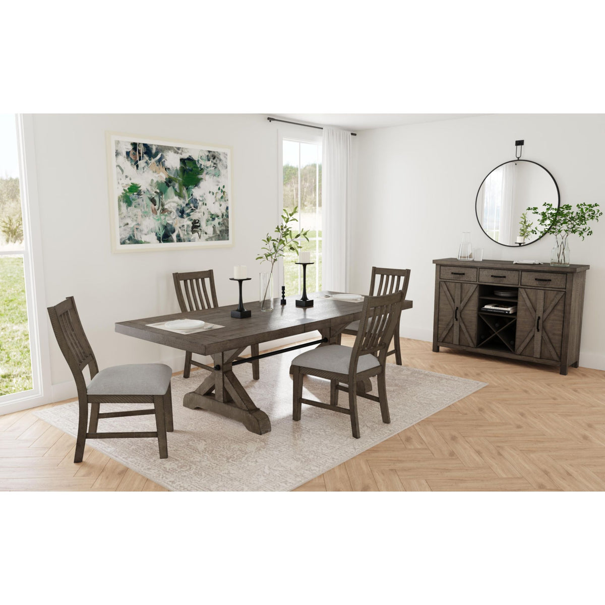 Yellowstone Medium Brown 5-Piece Standard Height Dining Set - Ornate Home