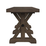 Yellowstone Medium Brown Dining Bench with Metal Bar Cross - Ornate Home