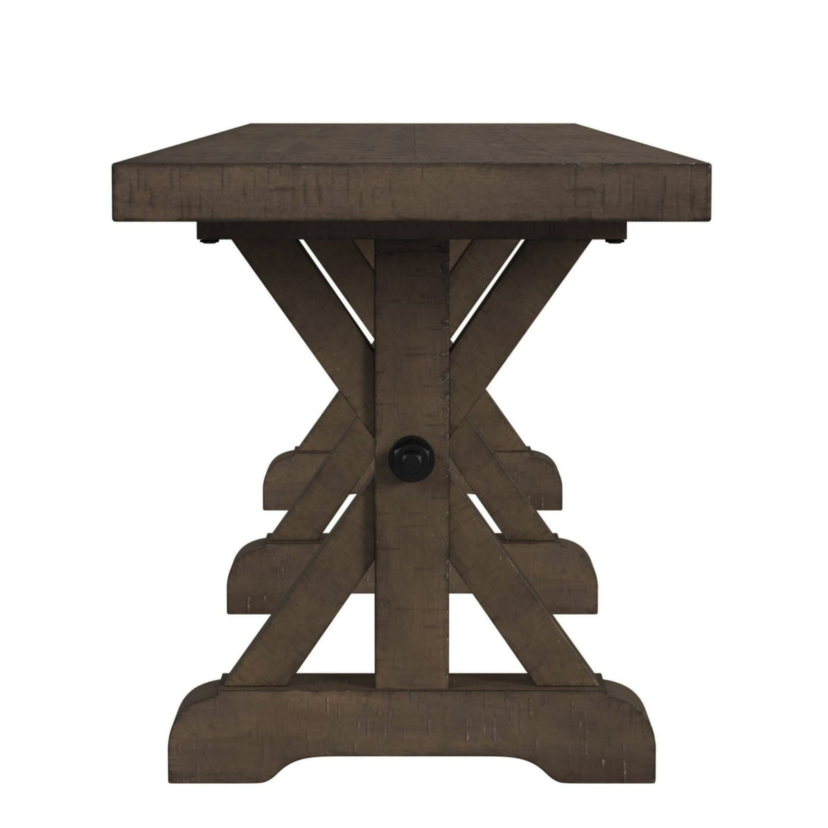 Yellowstone Medium Brown Dining Bench with Metal Bar Cross - Ornate Home
