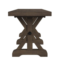 Yellowstone Medium Brown Dining Bench with Metal Bar Cross - Ornate Home