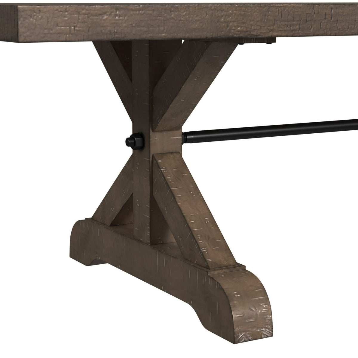 Yellowstone Medium Brown Dining Bench with Metal Bar Cross - Ornate Home