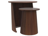 Yency Dark Brown Mango 2-piece Round Mango Wood Nesting Table Set - Ornate Home