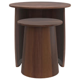 Yency Dark Brown Mango 2-piece Round Mango Wood Nesting Table Set - Ornate Home