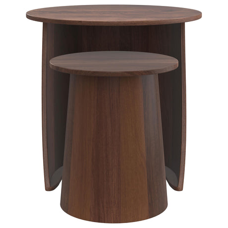 Yency Dark Brown Mango 2-piece Round Mango Wood Nesting Table Set - Ornate Home