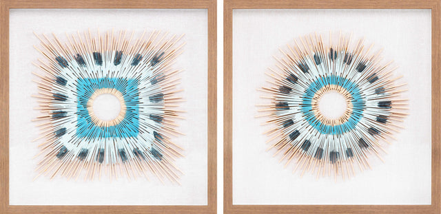 Yenice Natural Wood Geometric Wall Art Set Of Two - Clearance - Ornate Home