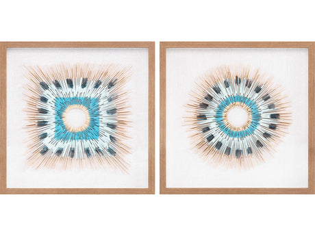 Yenice Natural Wood Geometric Wall Art Set Of Two - Ornate Home