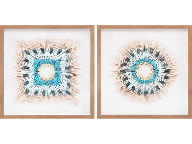 Yenice Natural Wood Geometric Wall Art Set Of Two - Ornate Home