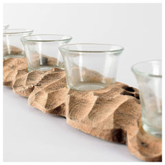 Yerba Brown Reclaimed Mango Wood Five Tealight Table Candle Holder - Ornate Home