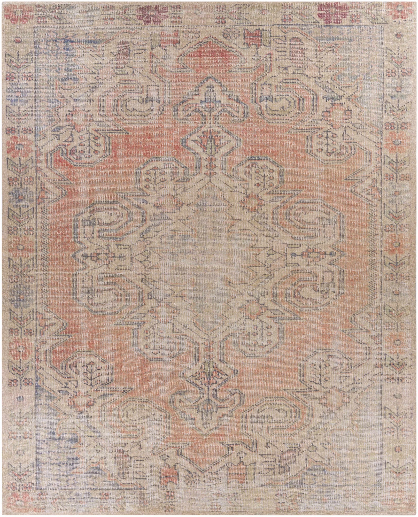 Yetminster Traditional Distressed Peach Rug - Clearance - Ornate Home