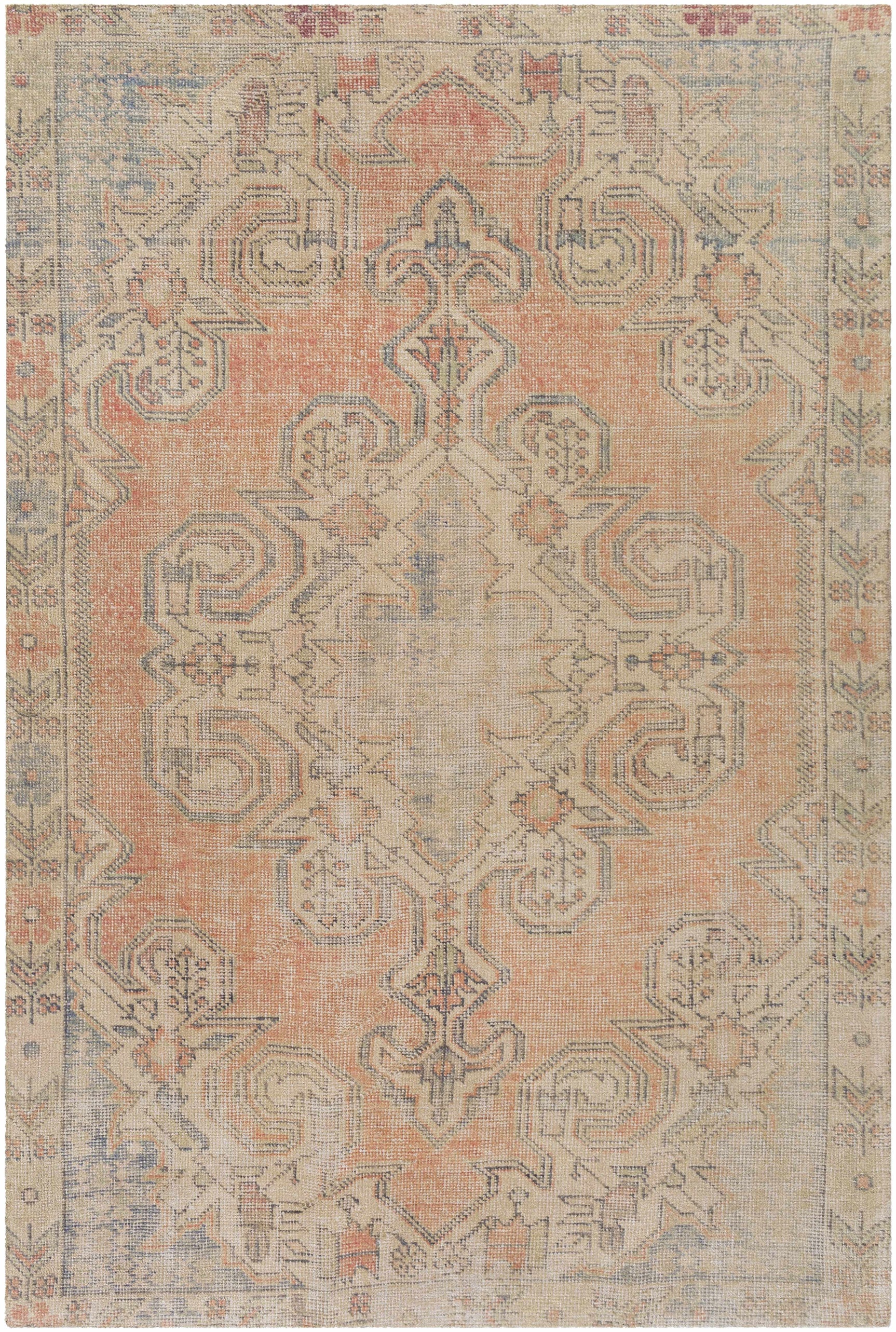 Yetminster Traditional Distressed Peach Rug - Clearance - Ornate Home