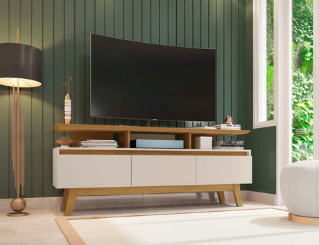 Yonkers 62.99 TV Stand in Off White and Cinnamon - Ornate Home