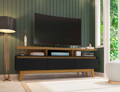 Yonkers 70.86 TV Stand in Black and Cinnamon - Ornate Home