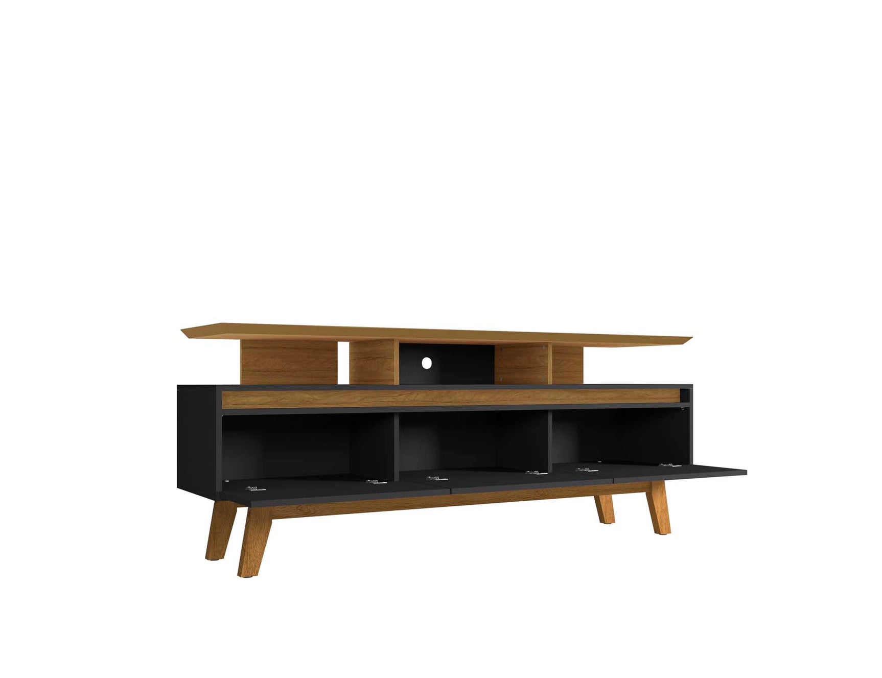 Yonkers 70.86 TV Stand in Black and Cinnamon - Ornate Home