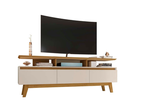 Yonkers 70.86 TV Stand in Off White and Cinnamon - Ornate Home