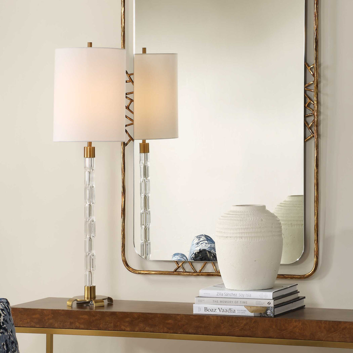 York Brass Crystal Buffet Lamp - Ornate Home