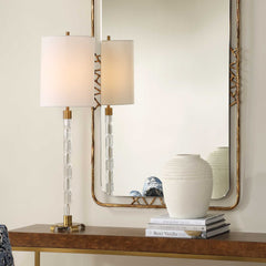 York Brass Crystal Buffet Lamp - Ornate Home