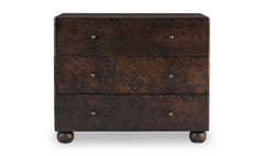 York Dark Brown Burl 3 Drawer Nightstand - Ornate Home