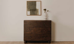 York Dark Brown Burl 3 Drawer Nightstand - Ornate Home