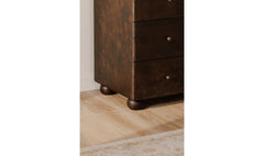 York Dark Brown Burl 3 Drawer Nightstand - Ornate Home