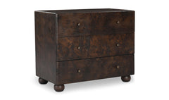 York Dark Brown Burl 3 Drawer Nightstand - Ornate Home