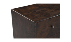 York Dark Brown Burl 3 Drawer Nightstand - Ornate Home