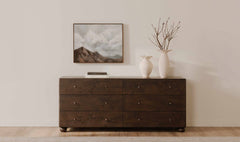 York Dark Brown Burl 6 Drawer Dresser - Ornate Home