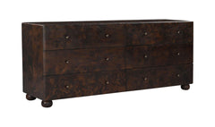 York Dark Brown Burl 6 Drawer Dresser - Ornate Home