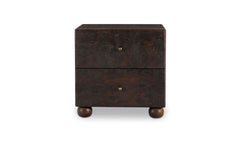 York Dark Brown Burl Nightstand - Ornate Home