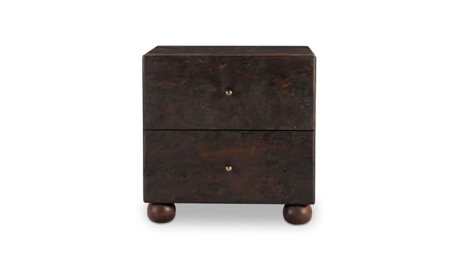 York Dark Brown Burl Nightstand - Ornate Home