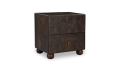 York Dark Brown Burl Nightstand - Ornate Home