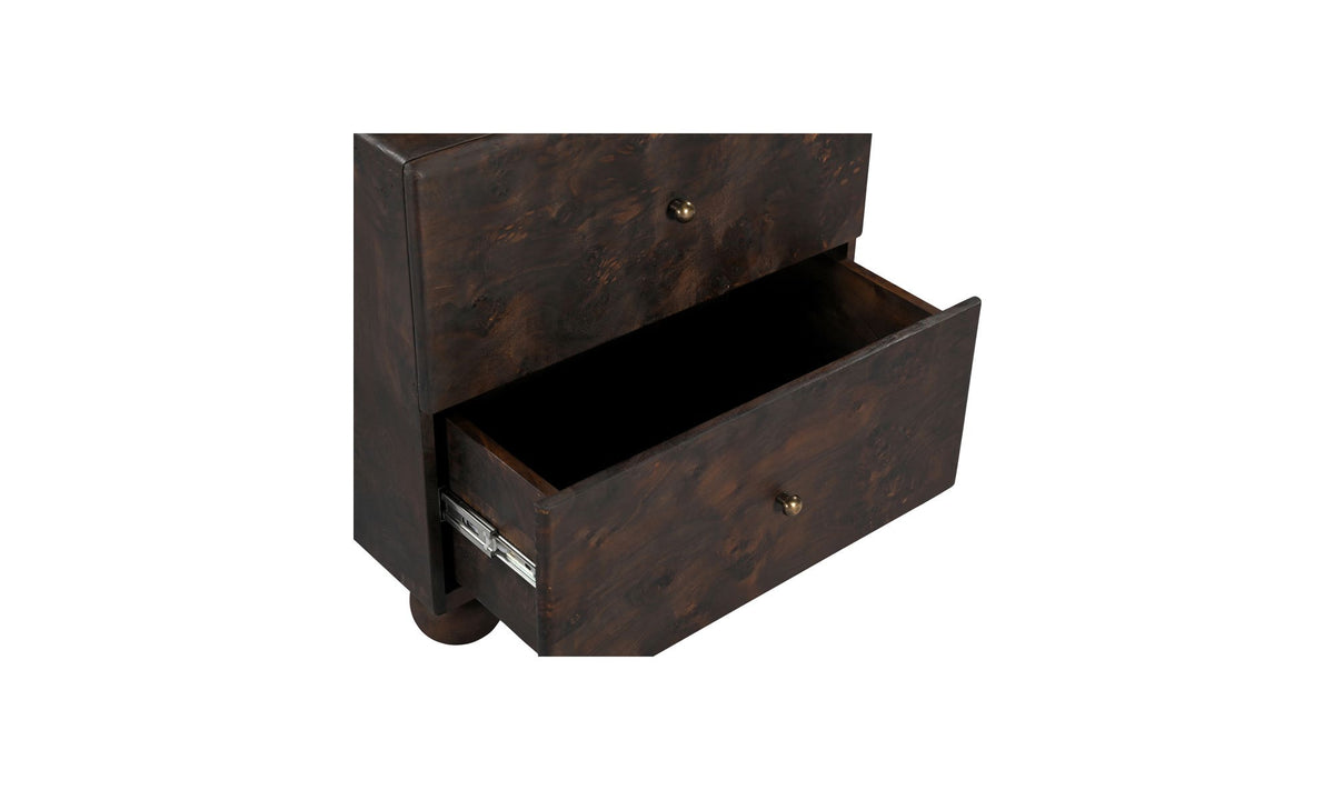 York Dark Brown Burl Nightstand - Ornate Home