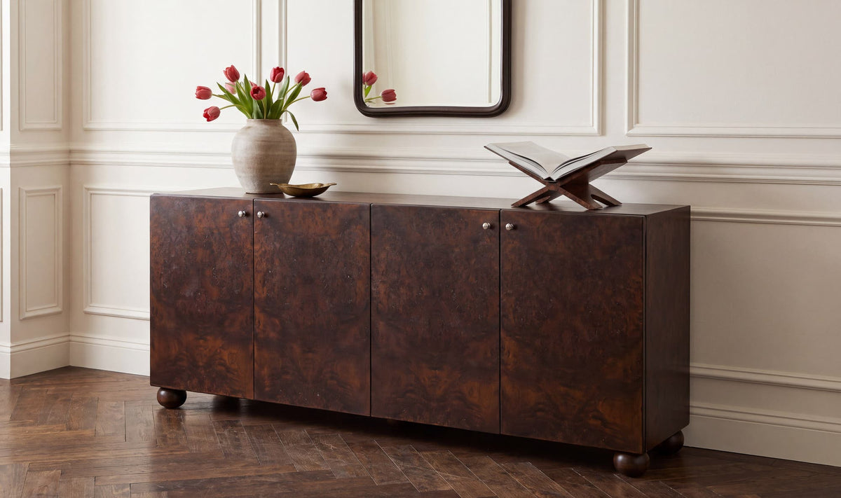 York Dark Brown Burl Sideboard - Ornate Home