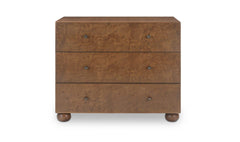York Warm Brown Burl 3 Drawer Nightstand - Ornate Home