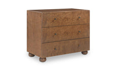 York Warm Brown Burl 3 Drawer Nightstand - Ornate Home