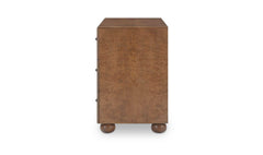 York Warm Brown Burl 3 Drawer Nightstand - Ornate Home