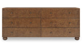 York Warm Brown Burl 6 Drawer Dresser - Ornate Home