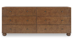 York Warm Brown Burl 6 Drawer Dresser - Ornate Home
