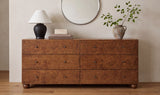 York Warm Brown Burl 6 Drawer Dresser - Ornate Home