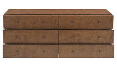 York Warm Brown Burl 6 Drawer Dresser - Ornate Home