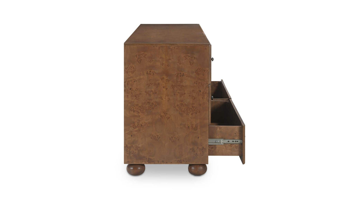 York Warm Brown Burl 6 Drawer Dresser - Ornate Home