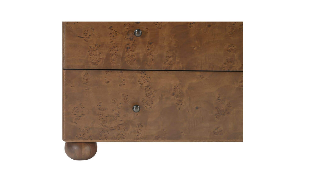York Warm Brown Burl 6 Drawer Dresser - Ornate Home