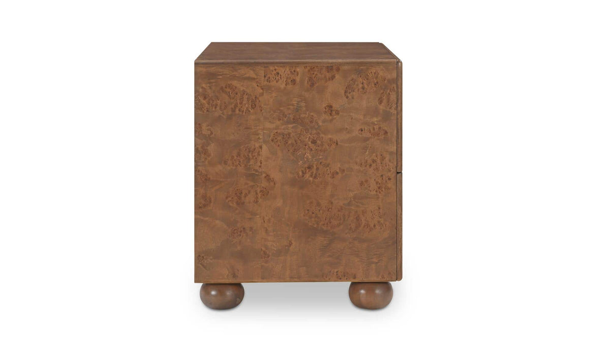 York Warm Brown Burl Nightstand - Ornate Home