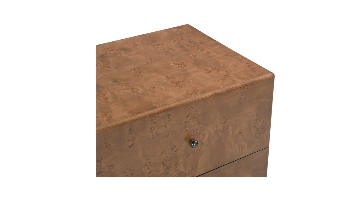 York Warm Brown Burl Nightstand - Ornate Home
