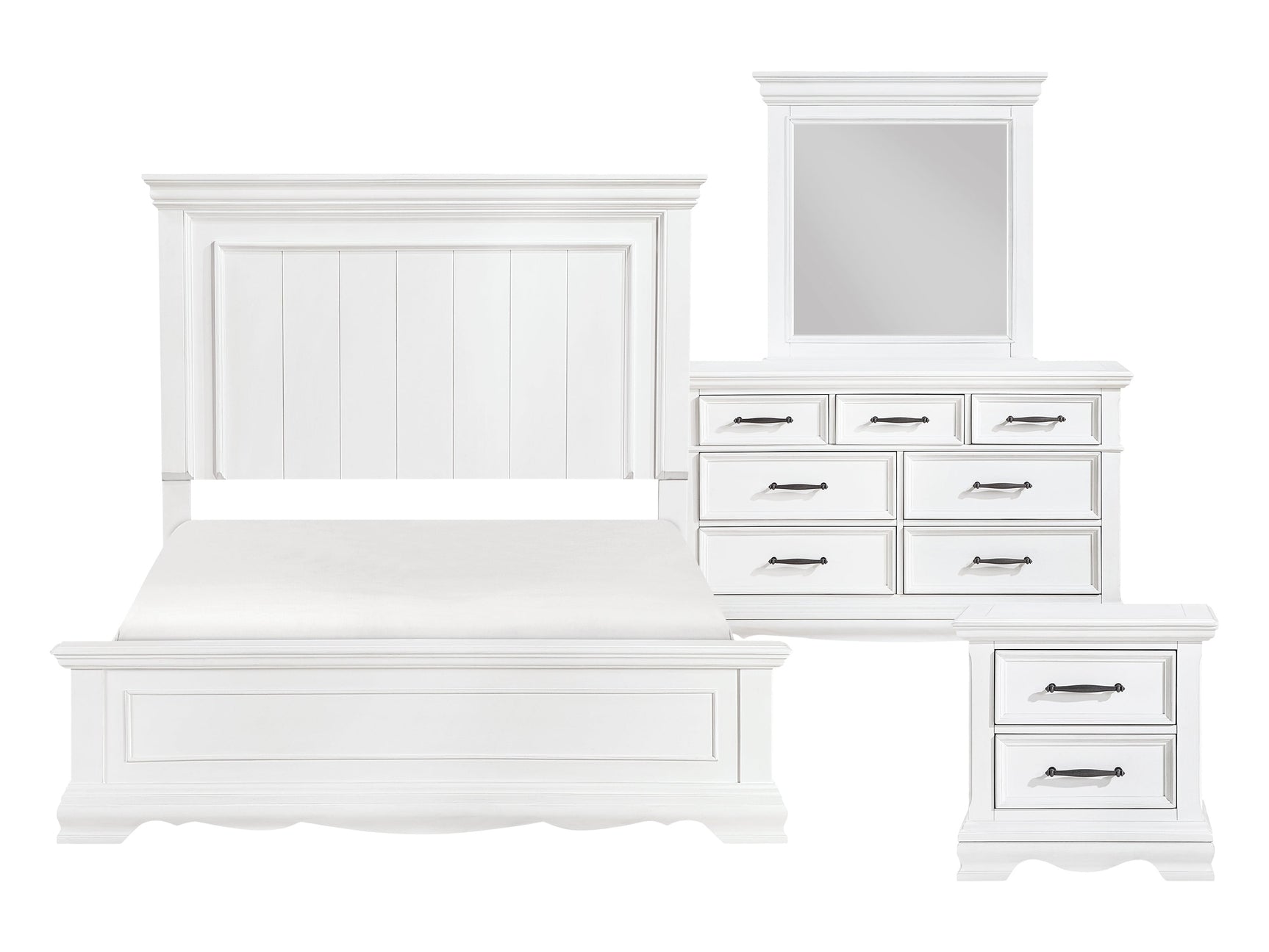 York White 4-Piece Queen Bedroom Set - Ornate Home