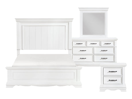 York White 4-Piece Queen Bedroom Set - Ornate Home