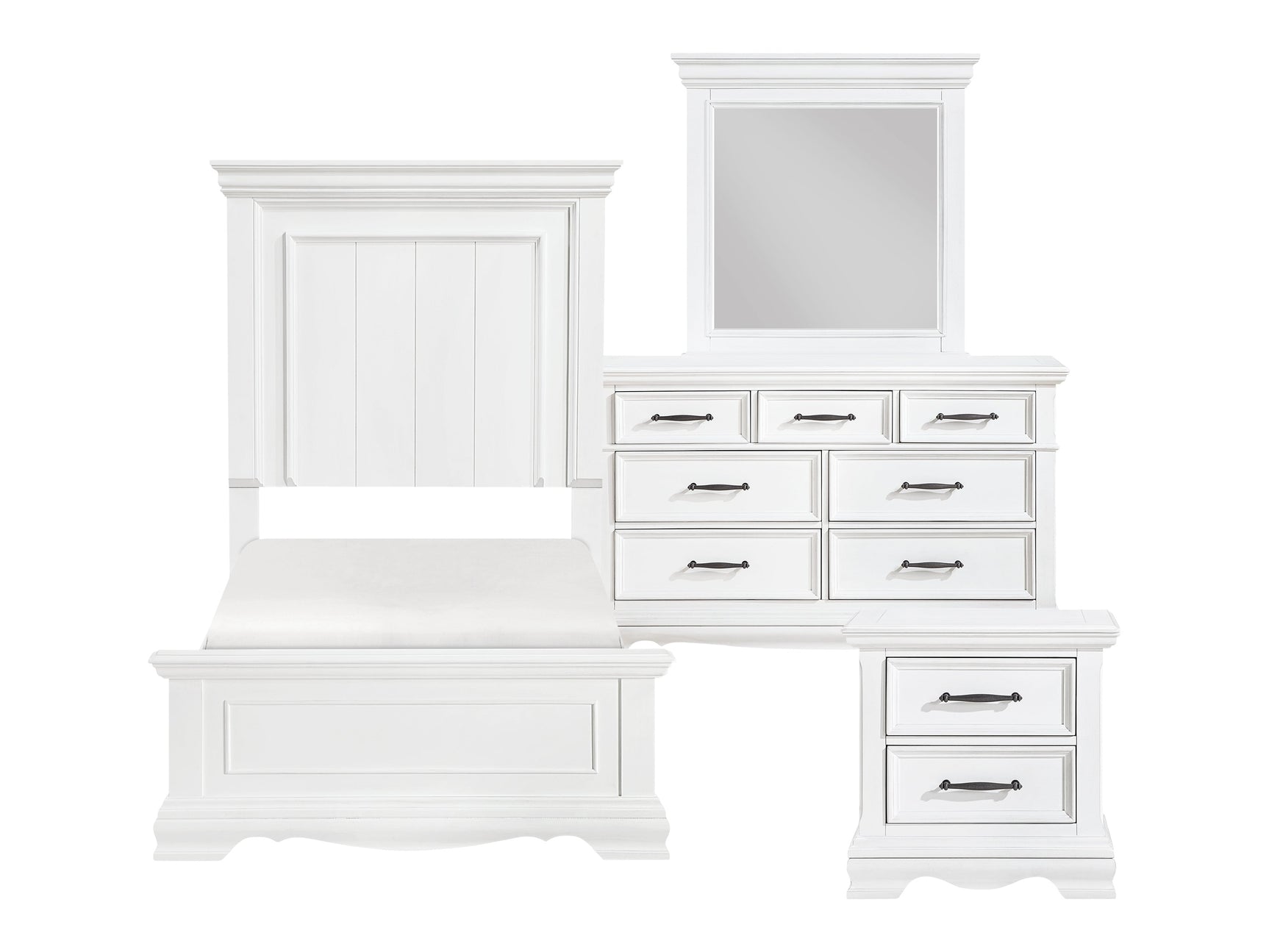 York White 4-Piece Twin Bedroom Set - Ornate Home