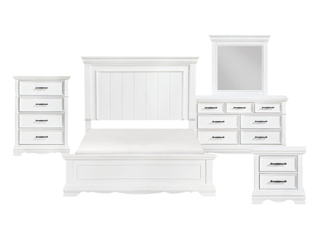 York White 5-Piece Queen Bedroom Set - Ornate Home