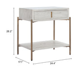 Yoru Oak White Side Table - Ornate Home