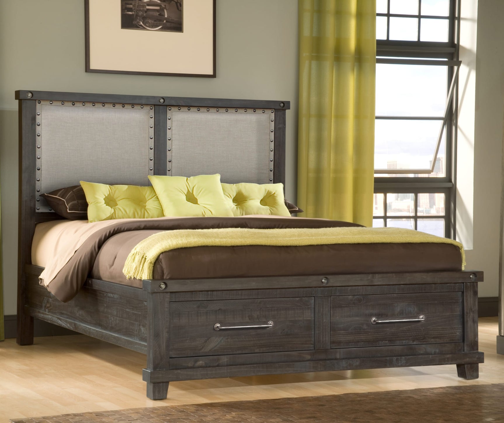 Yosemite Cafe King Upholstered Footboard Storage Bed - Ornate Home